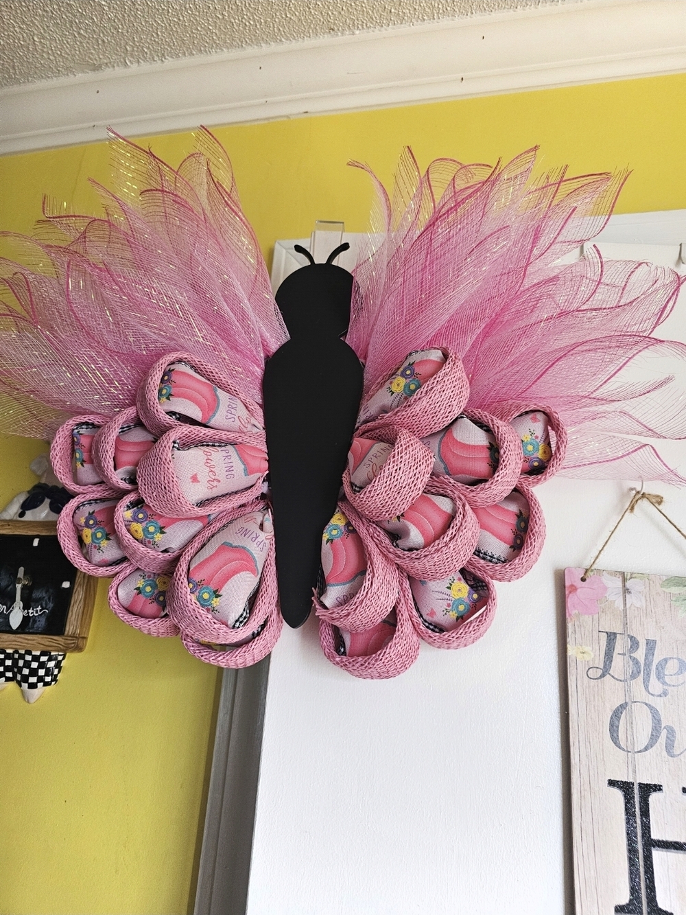 Pink Butterfly Wall Wreath